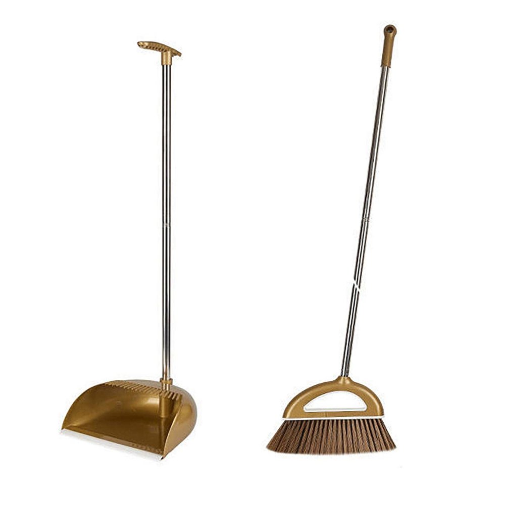 Upgrade Long Handle Broom with Stand Up Dustpan Combo Set for Home Kitchen
