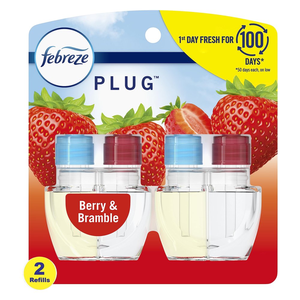 Febreze Odor-Fighting Fade Defy PLUG Air Freshener Refill, Berry & Bramble, (2) .87 fl. oz. Oil Refill