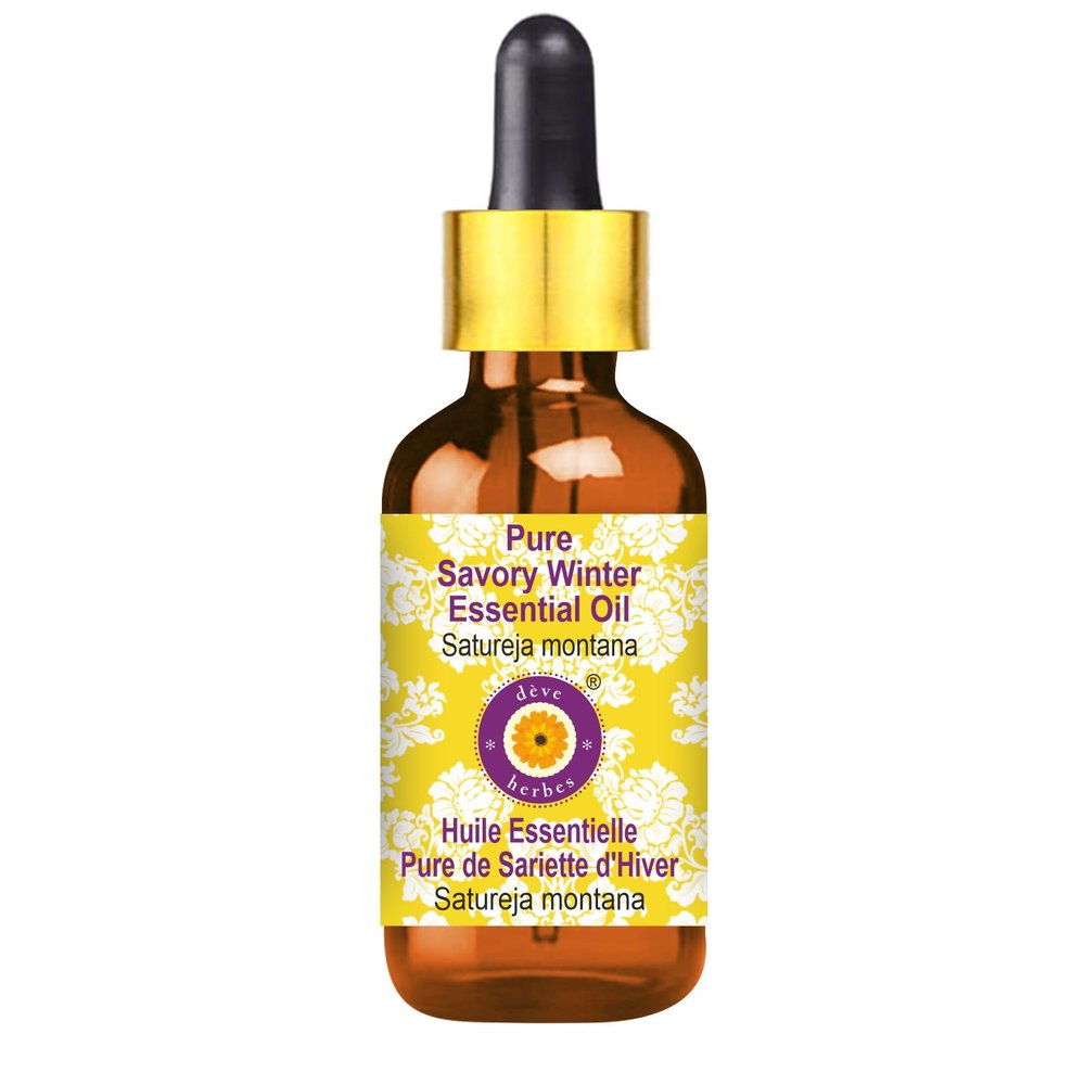 dve herbes Savory Winter Essential Oil (Satureja Montana) with Glass Dropper | Pure | Non-Sticky | Non-Greasy | Lightweight | Men & Women | All Skin Types | Steam Distilled 30ml (1 oz)