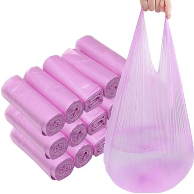4 GALLON Bathroom Trash Bags, 5 Rolls/100 Counts Small HANDLES Garbage Bags for Office, Kitchen,Bedroom Waste Bin,Colorful Portable Strong Rubbish Bags (Pink 100 Counts)