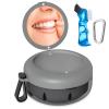 Denture Bath Case, Denture Cup, Leak Proof Portable Retainer Case, Denture Cleaning Kit with Cleaner Brush, Denture Box with Strainer & Mirror, Denture Case for Aligner Retainer Mouth Guard (Gray) view 1