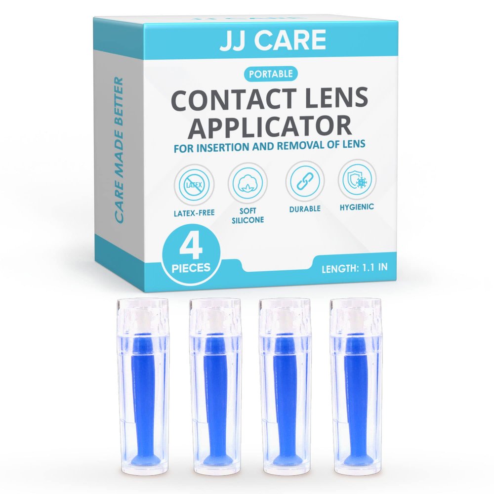 JJ CARE Contact Lens Applicator - Pack of 4 Contact Lens Remover Suction Tool for Hard Lenses, Silicone Rubber Eye Contact Plunger for Hard Contacts, Contact Removal Tool for Permeable Gas Lenses