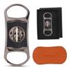 KEENSUN Zinc Alloy V-Cut Cigar Cutter (Gun Color and Black CNC Engraved Diamond Shell), 60 Ring Gauge, Stainless Steel Cut Blade with Leather Case and Gift Box view 1