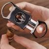 KEENSUN Zinc Alloy V-Cut Cigar Cutter (Gun Color and Black CNC Engraved Diamond Shell), 60 Ring Gauge, Stainless Steel Cut Blade with Leather Case and Gift Box view 4