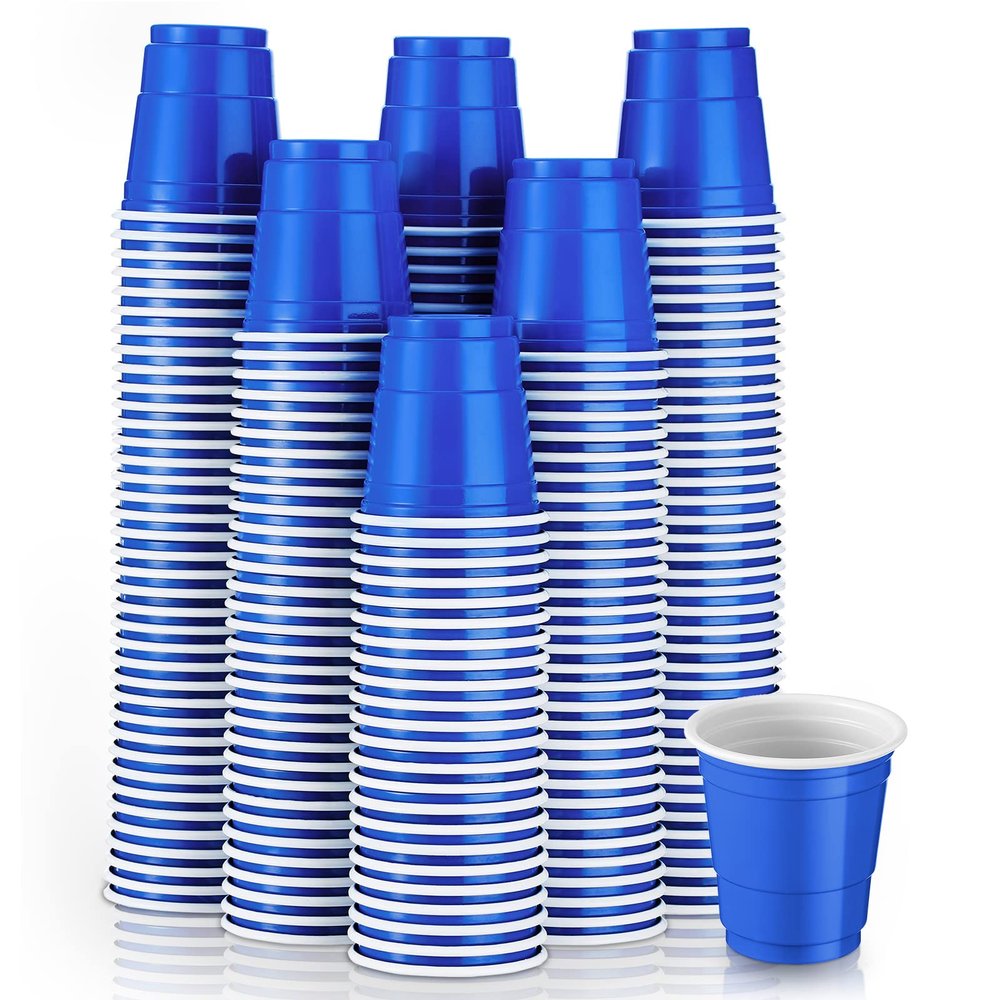 Yetene 200 Pcs 2 oz Plastic Shot Cups Mini Shot Tasting Cups for Wine Whiskey Food Wedding Baby Shower Party Drinking Beer Taste Supplies(Blue)