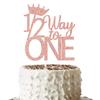 1/2 Way to One Cake Topper - Happy 6 Months Cake Topper - Happy 1/2 Birthday Baby Shower Decoration Rose Gold Glitter view 1