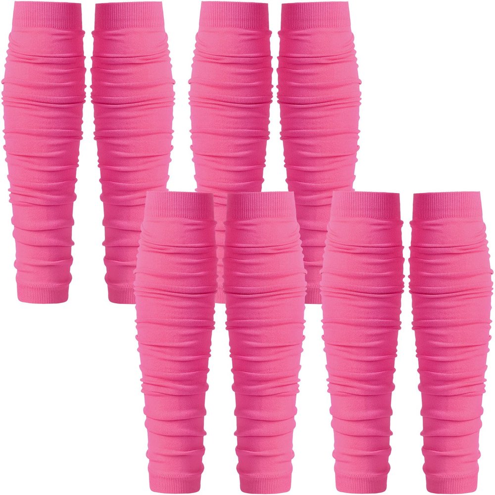 4 Pairs Breast Cancer Awareness Leg Sleeves Football Calf Leg Compression Sleeve Elastic Compression Leg Sleeves Sports for Men Boys Women (Pink)