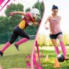 4 Pairs Breast Cancer Awareness Leg Sleeves Football Calf Leg Compression Sleeve Elastic Compression Leg Sleeves Sports for Men Boys Women (Pink) view 3