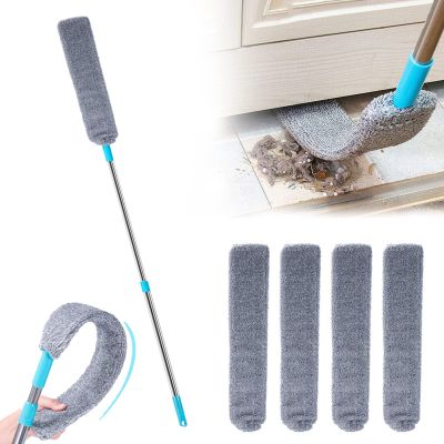 Japelessor Retractable Gap Dust Cleaner, Retractable Microfiber Gap Duster - with 4 Replacement Cloths, 62 inches Removable Gap Cleaning Brush for Home Bedroom Kitchen