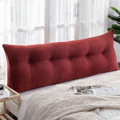 PP-Cotton Filled Triangular Soft Upholstered Headboard Wedge Pillow Wedge Reading & Bed Rest Pillows with Removable and Washable Cover (Color : Red, Size : 150 * 50 * 20cm)