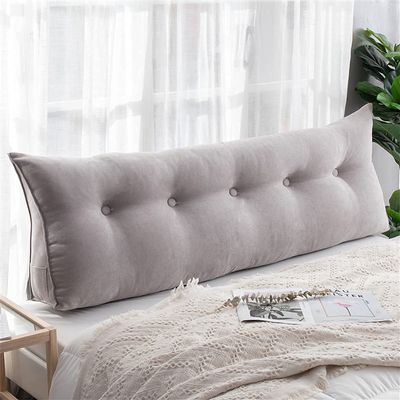 PP-Cotton Filled Triangular Soft Upholstered Headboard Wedge Pillow Wedge Reading & Bed Rest Pillows with Removable and Washable Cover (Color : Gray, Size : 150 * 50 * 20cm)