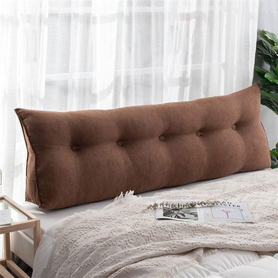 PP-Cotton Filled Triangular Soft Upholstered Headboard Wedge Pillow Wedge Reading & Bed Rest Pillows with Removable and Washable Cover (Color : Brown, Size : 120 * 50 * 20cm)