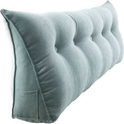 PP-Cotton Filled Triangular Soft Upholstered Headboard Wedge Pillow Wedge Reading & Bed Rest Pillows with Removable and Washable Cover (Color : Green, Size : 100 * 50 * 20cm)