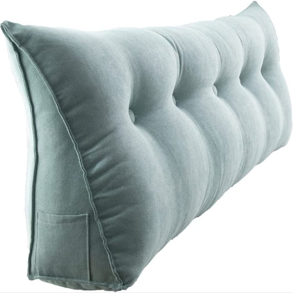 PP-Cotton Filled Triangular Soft Upholstered Headboard Wedge Pillow Wedge Reading & Bed Rest Pillows with Removable and Washable Cover (Color : Green, Size : 100 * 50 * 20cm)