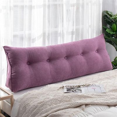 PP-Cotton Filled Triangular Soft Upholstered Headboard Wedge Pillow Wedge Reading & Bed Rest Pillows with Removable and Washable Cover (Color : Purple, Size : 60 * 50 * 20cm)