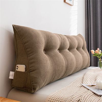 BBHW Large Reading Wedge Headboard Pillow Bed Rest Headboard Backrest Cushion Bedrest Pillow Bolster Triangular Cushion (Color : Coffee, Size : 150 * 50 * 20cm)