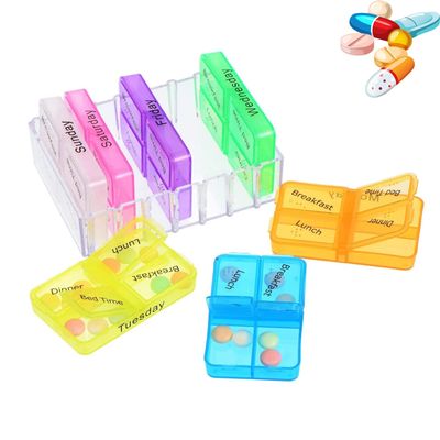 7 Day Pill Organizer Small Travel Size, Weekly Pill Box 4 Times Per Day, Daily Pill Case Compact Pill Dispenser, Moisture Proof Light Proof Medicine Holder for Pocket Purse Handbag