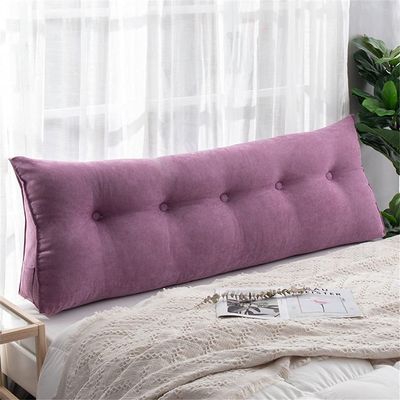 PP-Cotton Filled Triangular Soft Upholstered Headboard Wedge Pillow Wedge Reading & Bed Rest Pillows with Removable and Washable Cover (Color : Purple, Size : 180 * 50 * 20cm)