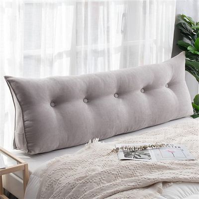 PP-Cotton Filled Triangular Soft Upholstered Headboard Wedge Pillow Wedge Reading & Bed Rest Pillows with Removable and Washable Cover (Color : Gray, Size : 120 * 50 * 20cm)