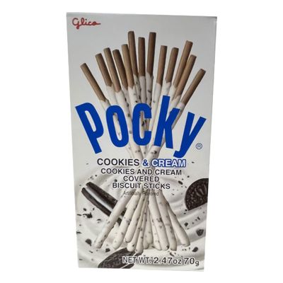 Glico Pocky Cookies & Cream (2.47oz). Stick type cocoa cookie covered with crushed cocoa cookie and milk cream. (TCS-14 R-5) - Pack of 3