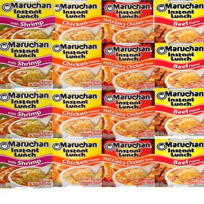 Maruchan Instant Lunch Ramen Noodles | Chicken | Beef | Shrimp | Hot & Spicy Flavor | Variety 2.25 oz [Pack of 12]