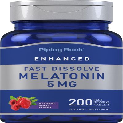 Piping Rock Melatonin 5mg | 200 Fast Dissolve Tablets | Berry Flavor | Adult Supplement | Vegetarian, Non-GMO, Gluten Free Formula