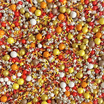Sprinkle Pop Thanksgiving Sprinkle Mix| Red Orange Golden Yellow Brown Sprinkles with Chocolate Crispy Dragees| Autumn Fall Thanksgiving Sprinkles Made in USA for Decorating Cakes Cupcakes Cookie, 4oz