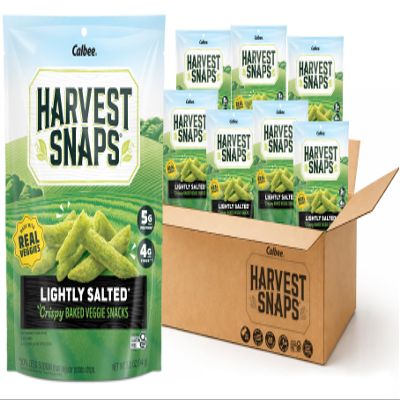 Harvest Snaps Veggie Chips (Lightly Salted Snack Crisps) | Powered by Plant Protein, Gluten Free Baked Vegetable Crisps | Made in USA (8 Snack Packs)