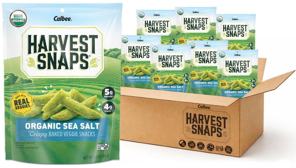 Harvest Snaps (Organic Lightly Salted Snack Crisps, 8 Snack Packs), 3.0 ounces