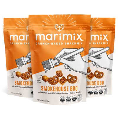 Marimix Snack Mix | Smokehouse BBQ 3 Pack | Crunch Baked Sweet & Salty Savory Plant Based Naturally Gluten Free Whole Grain Fiber Charcuterie Pretzel Trail Party Mix | No Artificial Ingredients