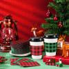 200 Pieces Christmas Coffee Sleeves Disposable Christmas Coffee Cup Sleeves Plaid Coffee Sleeves Hot Chocolate Bar Cup Sleeves Tea Cup Sleeves for 12 oz and 16 oz Hot Chocolate Coffee Cocoa Tea Cups view 4