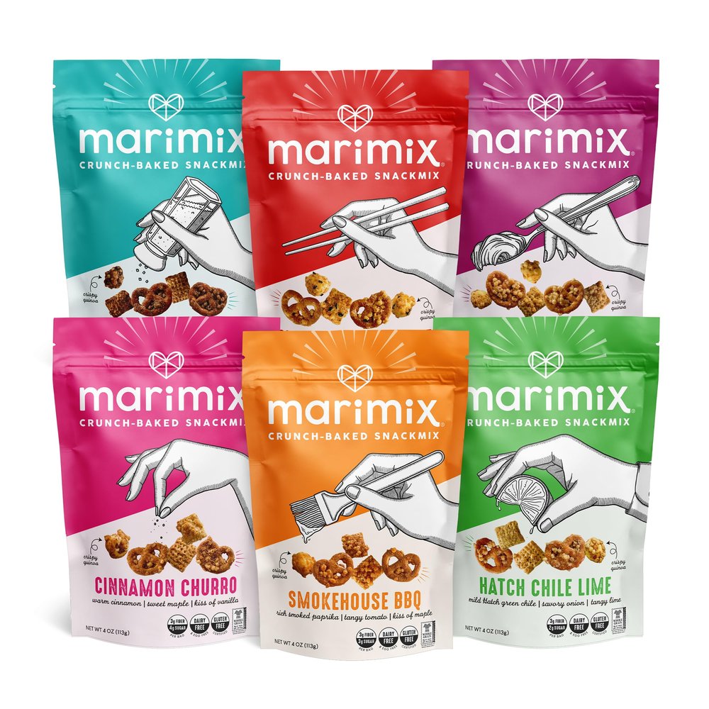Marimix Snack Mix | 6 Pack Variety | Crunch Baked Sweet & Salty Savory Plant Based Naturally Gluten Free Whole Grain Fiber Charcuterie Pretzel Trail Party Mix | No Artificial Ingredients