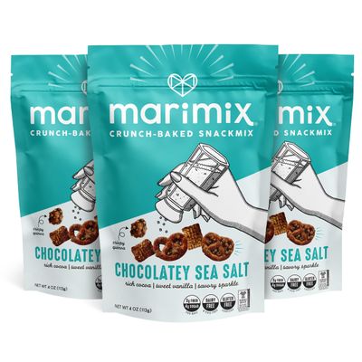 Marimix Snack Mix | Chocolatey Sea Salt | Crunch Baked Sweet & Salty Savory Plant Based Naturally Gluten Free Whole Grain Fiber Charcuterie Pretzel Trail Party Mix | No Artificial Ingredients
