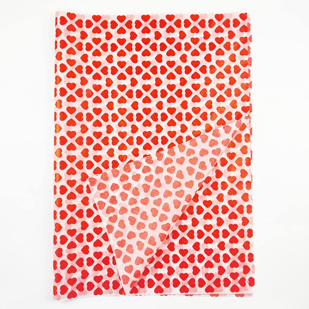 25 Sheets Red Heart Bulk Tissue Paper Gift Wrap 19.7 x 27.5 Inch Gift Bags Decor Tissue Paper for Valentine's Day Wedding Bridal Showers Party