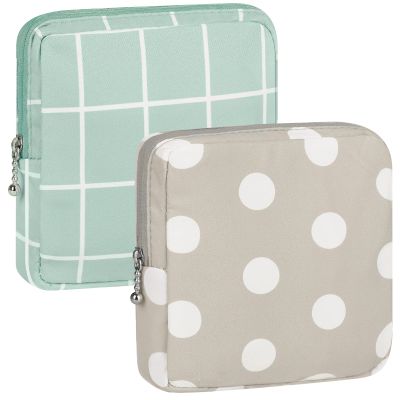 airogym 2 Pack Period Bag for Womens, Sanitary Napkin Storage Bag, Functional Waterproof Sanitary Pads Bags for Panty Liners, Tampons, Menstrual Cups Pouches, Sanitary Pads Organizer with Zipper