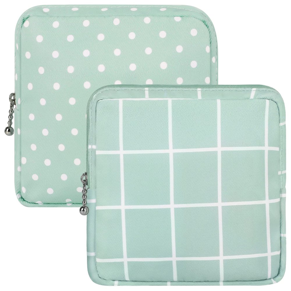 airogym 2 Pack Period Bag for Womens, Sanitary Napkin Storage Bag, Functional Waterproof Sanitary Pads Bags for Panty Liners, Tampons, Menstrual Cups Pouches, Sanitary Pads Organizer with Zipper