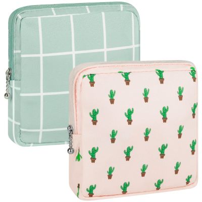 airogym 2 Pack Period Bag for Womens, Sanitary Napkin Storage Bag, Functional Waterproof Sanitary Pads Bags for Panty Liners, Tampons, Menstrual Cups Pouches, Sanitary Pads Organizer with Zipper