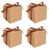 KUPOO 50PCS Favor Boxes,Candy Boxes 2.2x2.2x2.2 Inches Small Gift Boxes with Ribbons for Wedding Baby Shower Decorations Birthday Party Supplies (Brown) view 1
