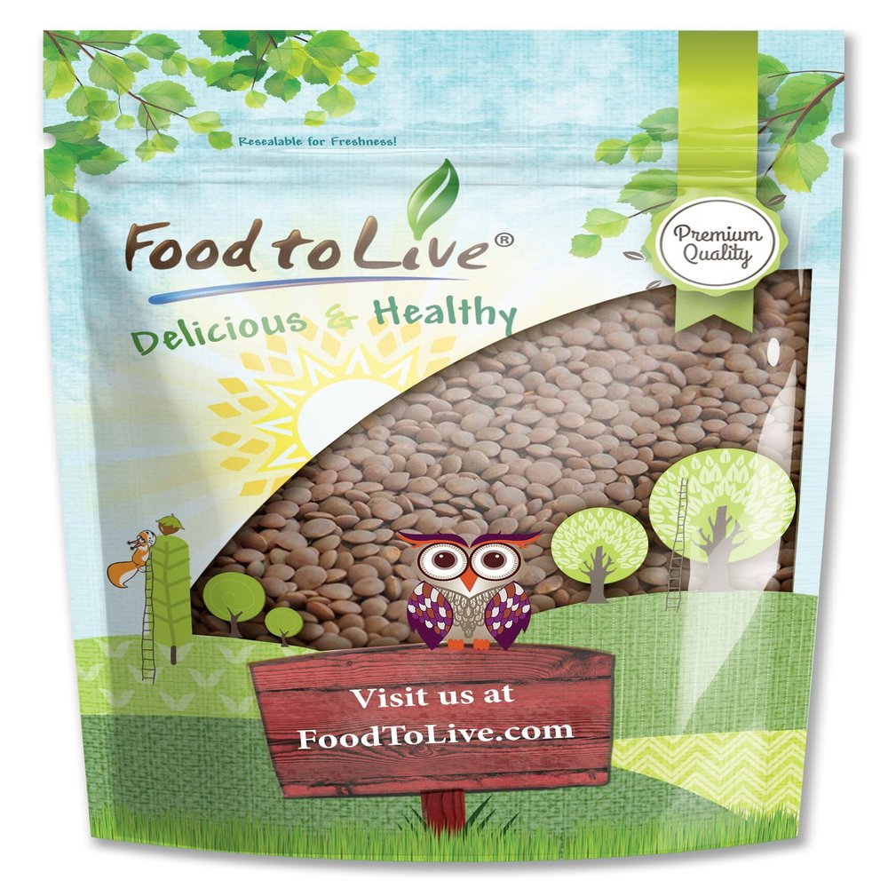 Food to Live - Whole Red Lentils, 2.5 Pounds  Dry Raw Lentils, Sproutable, Vegan, Kosher, Bulk. Quick-Cooking. Good Source of Dietary Fiber, and Protein. Perfect for Lentil Soup, Stews, Curry