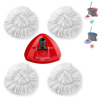 BonusLife 4-Pack Mop Refills and 1 Mop Head Base Part for 1-Tank EasyWring Spin Mop Replacement