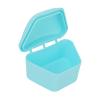 Trapezoid Retainer Case, Mouth Guard Cases, Denture Case Partial Tooth Case Denture Box Denture Storage Boxes, Travel Portable Denture Bath Box for Home Office Blue view 1