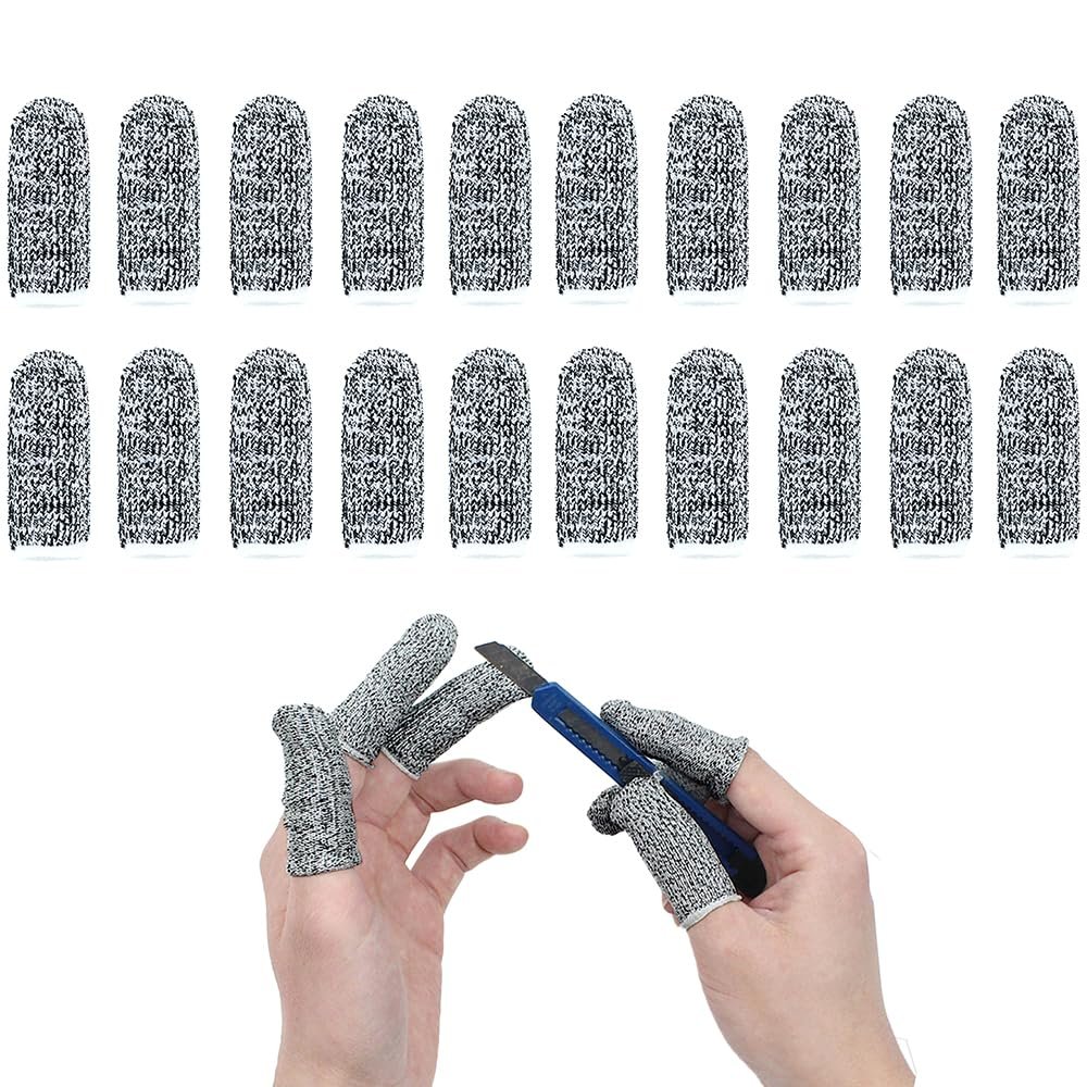 20 pcs Cut Resistant Cots Finger Protection Finger Sleeve Protectors, Glove Life Extender, Anti-Slip Finger Cots Anti-Cut Fingertips Thumb Guards for Work, Handicrafts, Kitchen, Sculpture Supplies