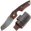 Old Ram Handmade Real Damascus Steel Cigar Cutter Rose-Wood Handle Comes with Leather Sheath view 1