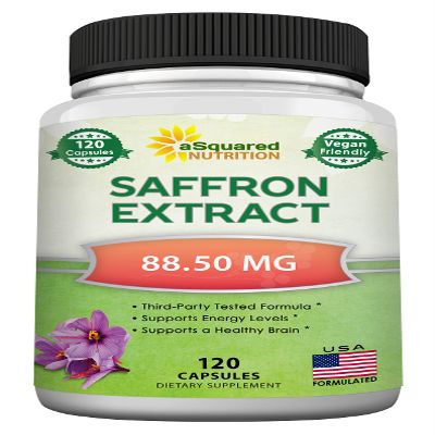 aSquared Nutrition Saffron Supplements - 120 Capsules - Saffron Extract Supplement Pills for Energy, Focus and Mood - Pure Saffron Alternative to Powder, Tea, Threads & Gummies