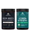 Ancient Nutrition Bone Broth Collagen Powder, Pure, 30 Servings + Organic Supergreens Powder, Greens Flavor, 25 Servings view 1