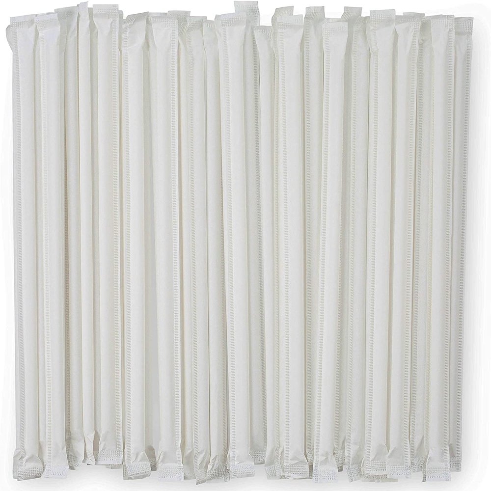 Disposable Plastic Straws 500 Count - 7.75 Inch Individually Wrapped Translucent Drinking Straws - Clear Plastic Straw for Cocktails Coffee Milkshakes Beverages Parties Restaurants