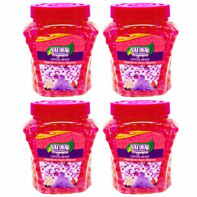 4 Crystal Gel Beads Air Freshener Magnolia Cherry Blossom Scent Odor Eliminator