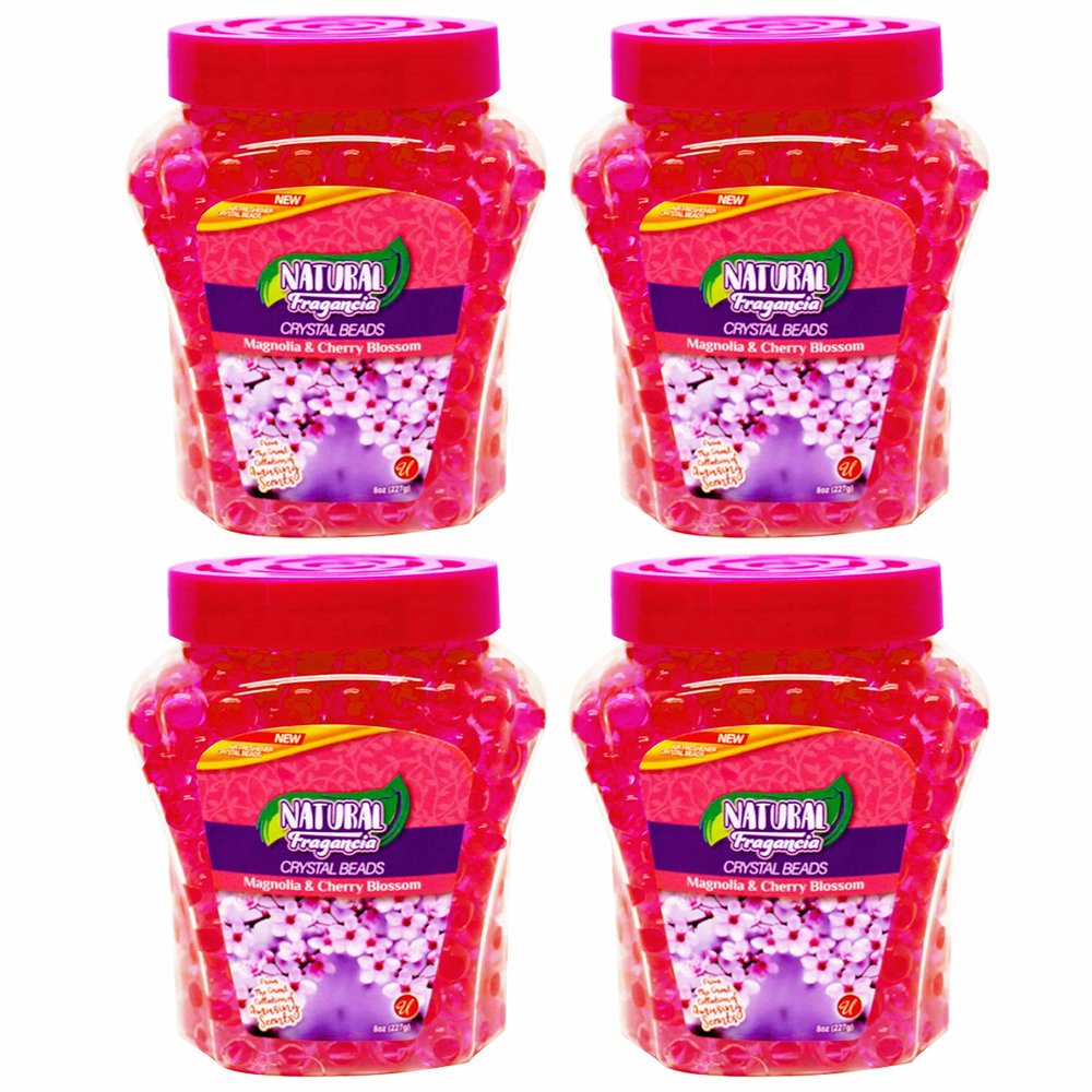 4 Crystal Gel Beads Air Freshener Magnolia Cherry Blossom Scent Odor Eliminator