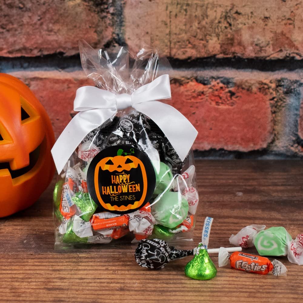 12ct Personalized Halloween Candy Goodie Bag Party Favors for Kids & Adults - Bulk (12 Count) - Pumpkin