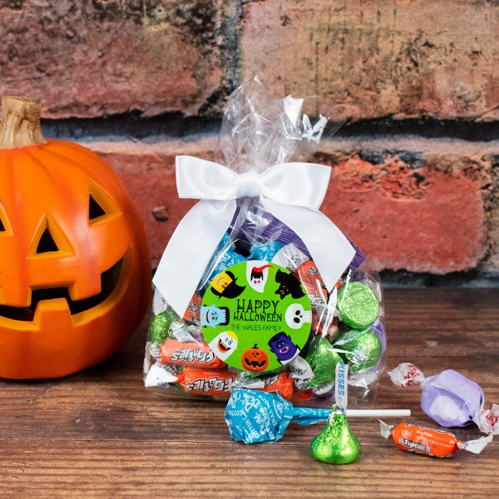 12ct Personalized Halloween Candy Goodie Bag Party Favors for Kids - Bulk (12 Count) - Monsters